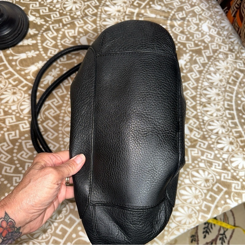 Cole Haan Large Black Pebbled Leather 2 Handle Satchel Shoulder Bag - Picture 5 of 11